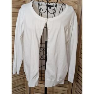 TALBOT'S Pima Cotton Cream Ivory Off White Cardigan Sweater XL Womens